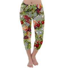 Fruit Blossom Gray Capri Winter Leggings  by snowwhitegirl