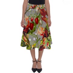 Fruit Blossom Gray Perfect Length Midi Skirt by snowwhitegirl