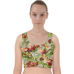 Fruit Blossom Gray Velvet Racer Back Crop Top by snowwhitegirl