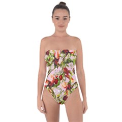 Fruit Blossom Pink Tie Back One Piece Swimsuit by snowwhitegirl