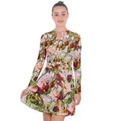 Fruit Blossom Pink Long Sleeve Panel Dress