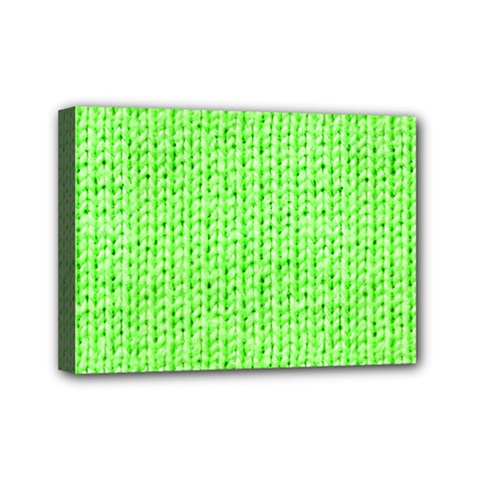 Knitted Wool Neon Green Mini Canvas 7  X 5  by snowwhitegirl