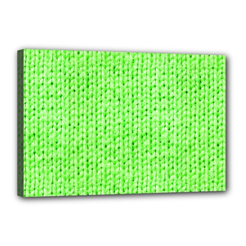 Knitted Wool Neon Green Canvas 18  X 12  by snowwhitegirl