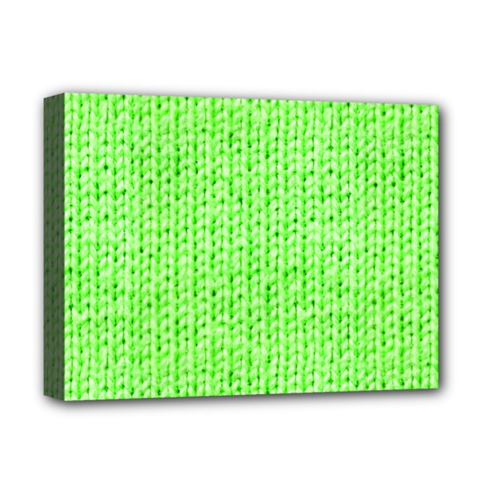 Knitted Wool Neon Green Deluxe Canvas 16  x 12  