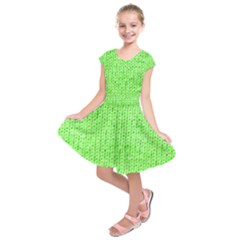 Knitted Wool Neon Green Kids  Short Sleeve Dress by snowwhitegirl