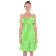 Knitted Wool Neon Green Ruffle Detail Chiffon Dress by snowwhitegirl