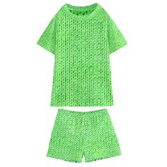 Knitted Wool Neon Green Kids  Swim Tee And Shorts Set