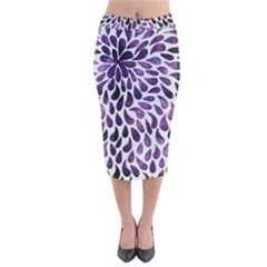 Purple Abstract Swirl Drops Velvet Midi Pencil Skirt by snowwhitegirl