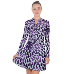 Purple Abstract Swirl Drops Long Sleeve Panel Dress