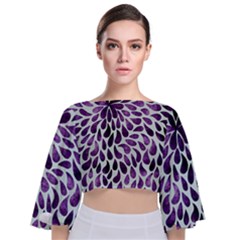 Purple Abstract Swirl Drops Tie Back Butterfly Sleeve Chiffon Top by snowwhitegirl