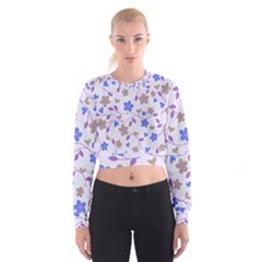 Blue Vintage Flowers Cropped Sweatshirt