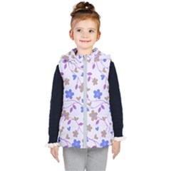 Blue Vintage Flowers Kid s Hooded Puffer Vest