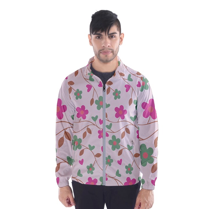 Pink Vintage Flowers Windbreaker (Men)