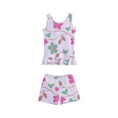 Pink Vintage Flowers Kid s Boyleg Swimsuit