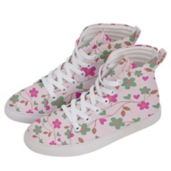 Pink Vintage Flowers Women s Hi-top Skate Sneakers by snowwhitegirl