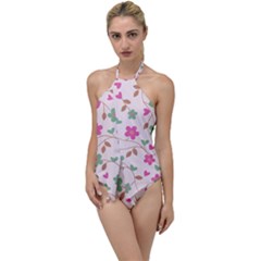 Pink Vintage Flowers Go With The Flow One Piece Swimsuit