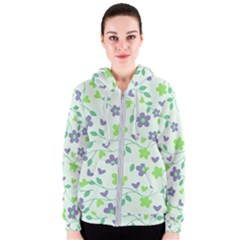 Green Vintage Flowers Women s Zipper Hoodie by snowwhitegirl