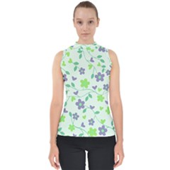 Green Vintage Flowers Shell Top by snowwhitegirl