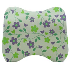 Green Vintage Flowers Velour Head Support Cushion by snowwhitegirl