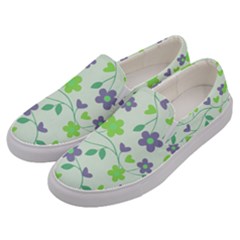 Green Vintage Flowers Men s Canvas Slip Ons by snowwhitegirl