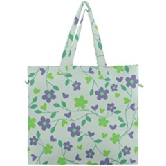 Green Vintage Flowers Canvas Travel Bag