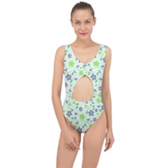 Green Vintage Flowers Center Cut Out Swimsuit by snowwhitegirl