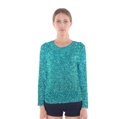 Aqua Glitter Women s Long Sleeve Tee