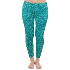 Aqua Glitter Classic Winter Leggings by snowwhitegirl