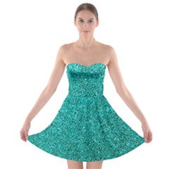 Aqua Glitter Strapless Bra Top Dress by snowwhitegirl