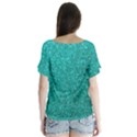 Aqua Glitter V-Neck Flutter Sleeve Top View2