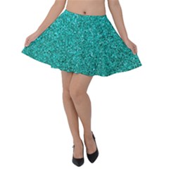 Aqua Glitter Velvet Skater Skirt by snowwhitegirl