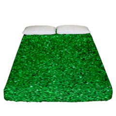 Green Glitter Fitted Sheet (queen Size) by snowwhitegirl