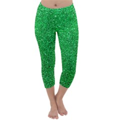 Green Glitter Capri Winter Leggings  by snowwhitegirl