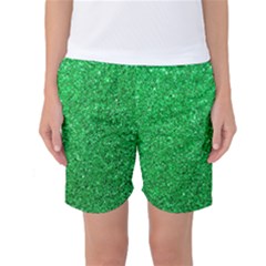 Green Glitter Women s Basketball Shorts by snowwhitegirl