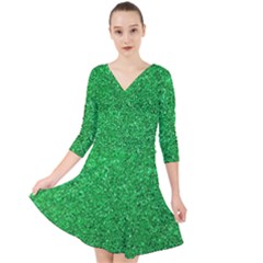 Green Glitter Quarter Sleeve Front Wrap Dress by snowwhitegirl