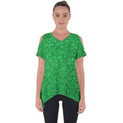 Green Glitter Cut Out Side Drop Tee by snowwhitegirl