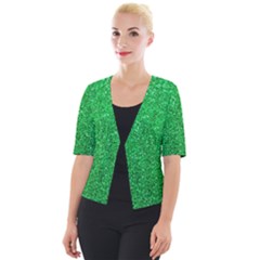 Green Glitter Cropped Button Cardigan