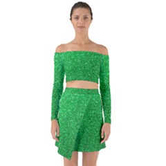 Green Glitter Off Shoulder Top With Skirt Set by snowwhitegirl