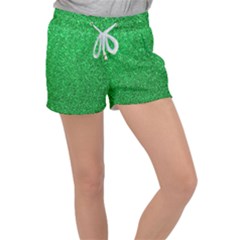 Green Glitter Women s Velour Lounge Shorts by snowwhitegirl