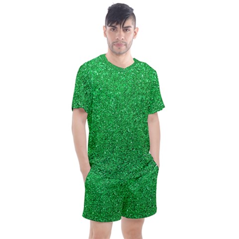 Green Glitter Men s Mesh Tee And Shorts Set by snowwhitegirl