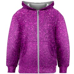 Pink  Glitter Kids Zipper Hoodie Without Drawstring