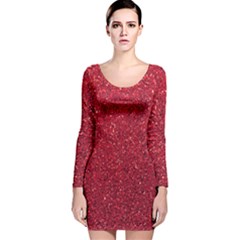 Red  Glitter Long Sleeve Velvet Bodycon Dress