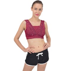 Red  Glitter V-back Sports Bra