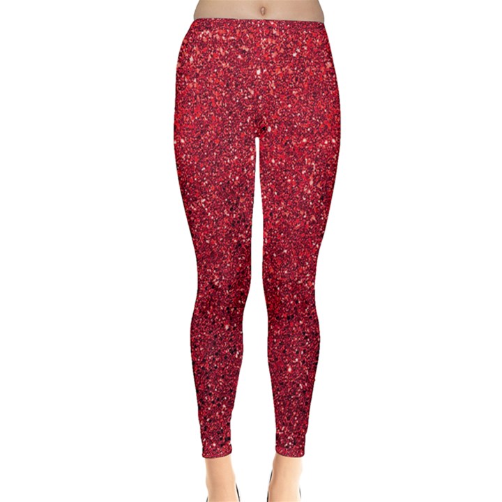 Red  Glitter Inside Out Leggings