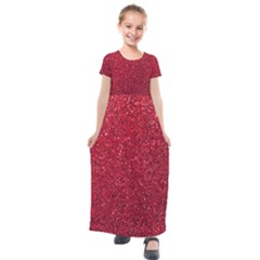 Red  Glitter Kids  Short Sleeve Maxi Dress by snowwhitegirl