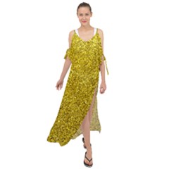 Gold  Glitter Maxi Chiffon Cover Up Dress