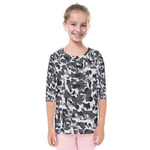 Grey Camo Kids  Quarter Sleeve Raglan Tee by snowwhitegirl