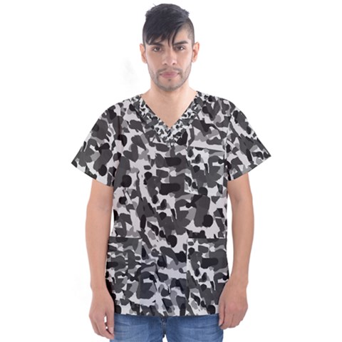 Grey Camo Men s V-neck Scrub Top by snowwhitegirl