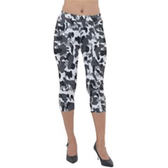 Grey Camo Lightweight Velour Capri Leggings  by snowwhitegirl