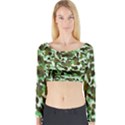 Brownish Green Camo Long Sleeve Crop Top View1